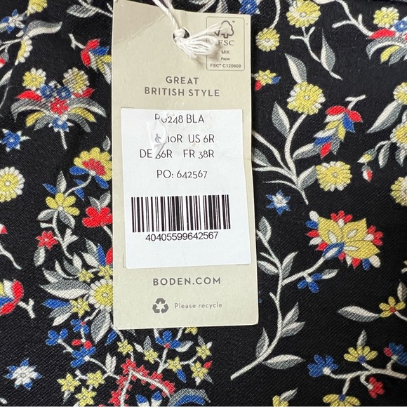 Boden Woman’s Bi-Stretch Floral Pants Black R0248 Cropped 6 NEW 20 - Picture 3 of 5